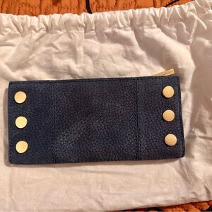 Hammitt Navy Wallet with Gold Accents